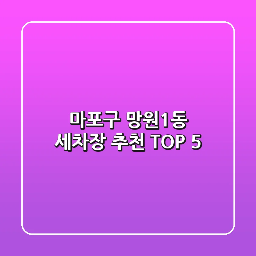 마포구 망원1동 세차장 추천 TOP 5