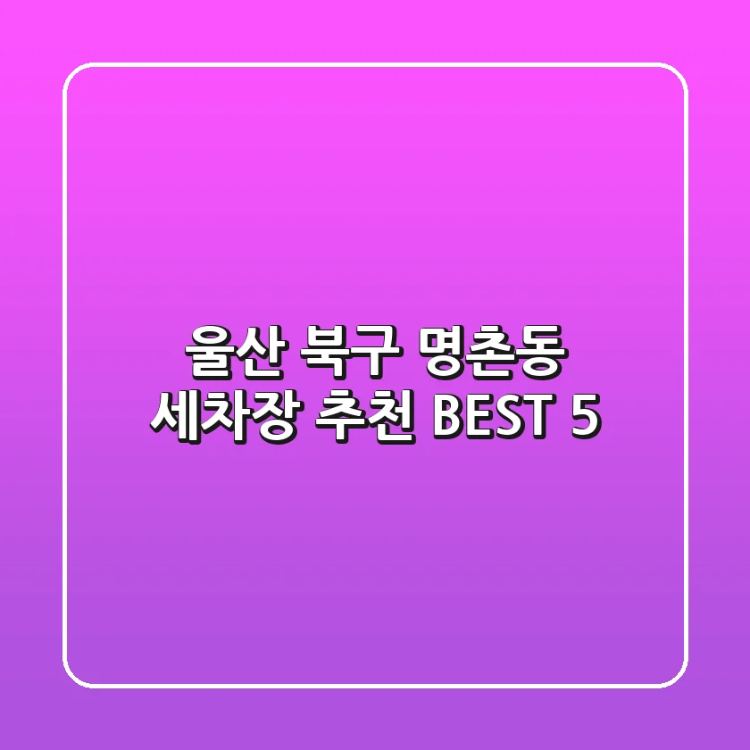울산 북구 명촌동 세차장 추천 BEST 5