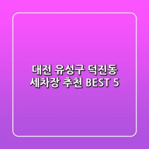 대전 유성구 덕진동 세차장 추천 BEST 5