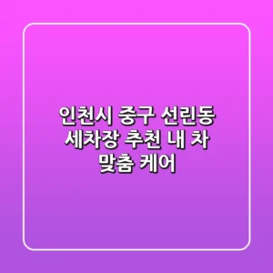 인천시 중구 선린동 세차장 추천 | 내 차 맞춤 케어