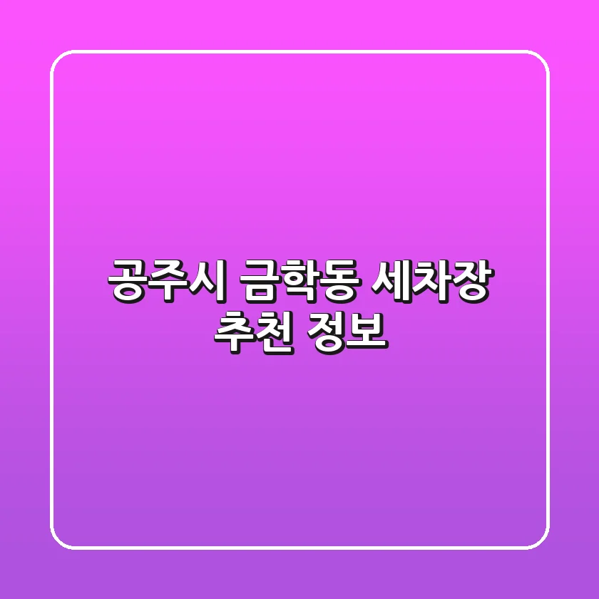 공주시 금학동 세차장 추천 정보