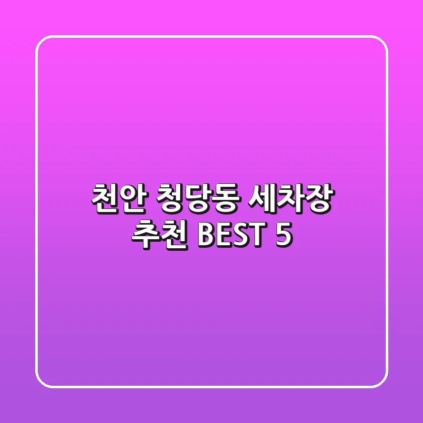 천안 청당동 세차장 추천 BEST 5