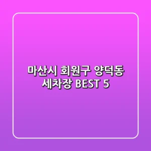 마산시 회원구 양덕동 세차장 BEST 5