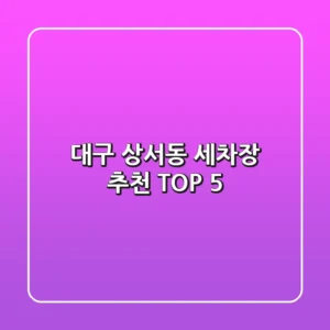 대구 상서동 세차장 추천 TOP 5