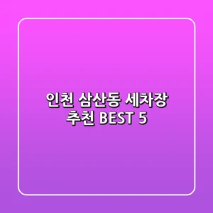 인천 삼산동 세차장 추천 BEST 5