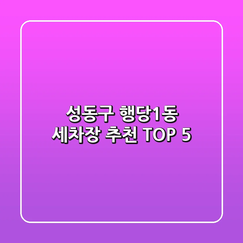 성동구 행당1동 세차장 추천 TOP 5