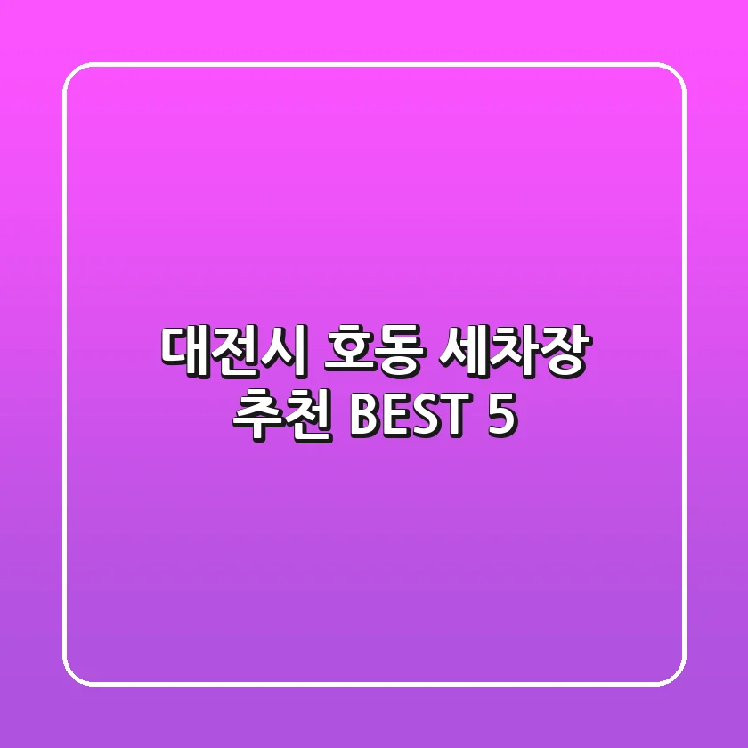대전시 호동 세차장 추천 BEST 5