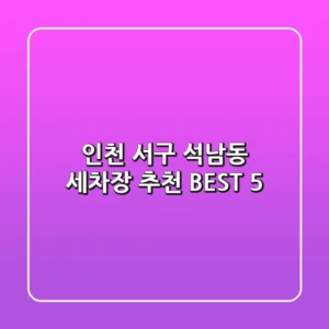 인천 서구 석남동 세차장 추천 BEST 5
