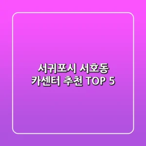 서귀포시 서호동 카센터 추천 TOP 5