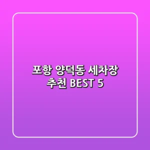 포항 양덕동 세차장 추천 BEST 5