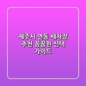 제주시 연동 세차장 추천: 꼼꼼한 선택 가이드