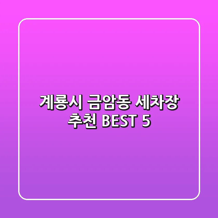 계룡시 금암동 세차장 추천 BEST 5