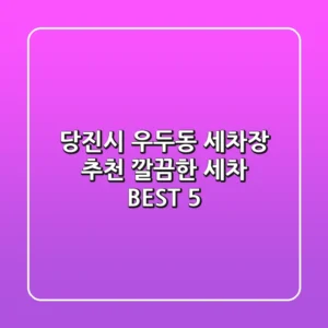 당진시 우두동 세차장 추천 | 깔끔한 세차 BEST 5