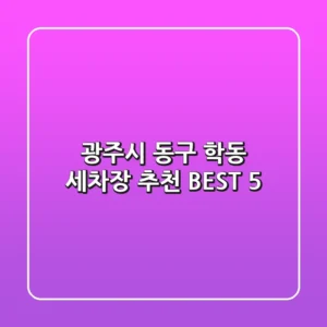 광주시 동구 학동 세차장 추천 BEST 5