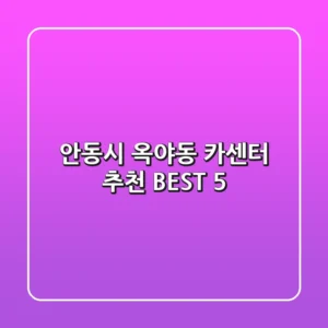 안동시 옥야동 카센터 추천 BEST 5