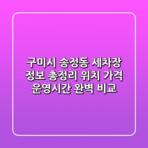 구미시 송정동 세차장 정보 총정리 - 위치, 가격, 운영시간 완벽 비교