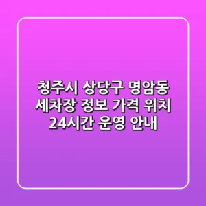 청주시 상당구 명암동 세차장 정보: 가격, 위치, 24시간 운영 안내