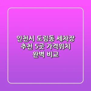 인천시 도림동 세차장 추천: 5곳 가격/위치 완벽 비교