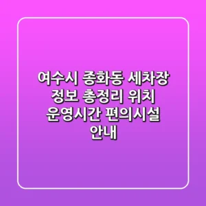 여수시 종화동 세차장 정보 총정리 - 위치, 운영시간, 편의시설 안내