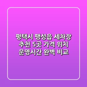 평택시 팽성읍 세차장 추천 5곳 - 가격, 위치, 운영시간 완벽 비교