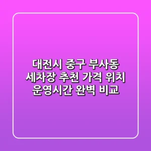 대전시 중구 부사동 세차장 추천: 가격, 위치, 운영시간 완벽 비교