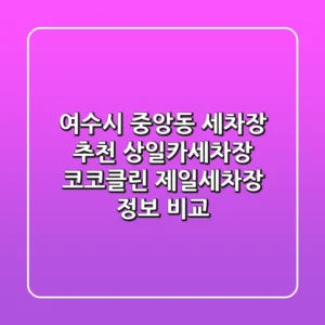 여수시 중앙동 세차장 추천: 상일카세차장, 코코클린, 제일세차장 정보 비교