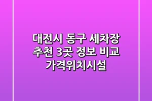 대전시 동구 세차장 추천 – 3곳 정보 비교 (가격/위치/시설)