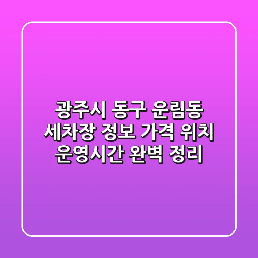 광주시 동구 운림동 세차장 정보: 가격, 위치, 운영시간 완벽 정리