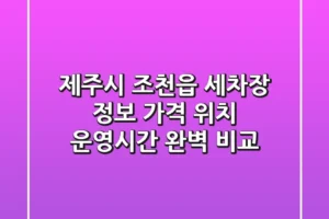제주시 조천읍 세차장 정보: 가격, 위치, 운영시간 완벽 비교
