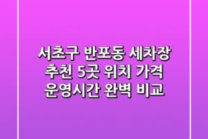 서초구 반포동 세차장 추천: 5곳 위치, 가격, 운영시간 완벽 비교