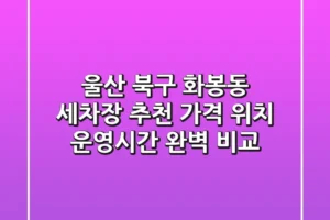 울산 북구 화봉동 세차장 추천: 가격, 위치, 운영시간 완벽 비교