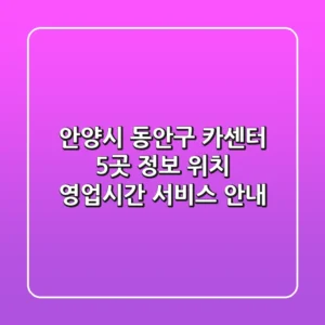 안양시 동안구 카센터 5곳 정보 - 위치, 영업시간, 서비스 안내