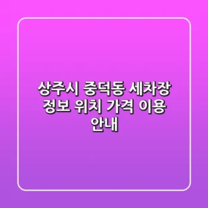 상주시 중덕동 세차장 정보: 위치, 가격, 이용 안내