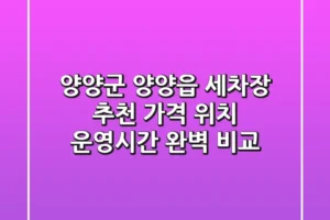 양양군 양양읍 세차장 추천: 가격, 위치, 운영시간 완벽 비교