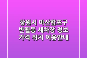 창원시 마산합포구 반월동 세차장 정보: 가격, 위치, 이용안내
