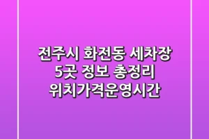 전주시 화전동 세차장 5곳 정보 총정리 – 위치/가격/운영시간
