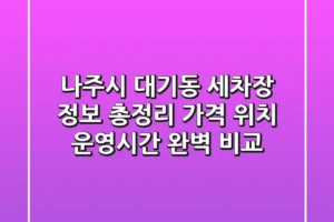 나주시 대기동 세차장 정보 총정리 – 가격, 위치, 운영시간 완벽 비교