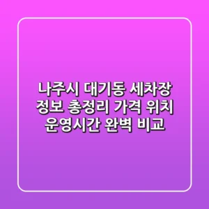 나주시 대기동 세차장 정보 총정리 - 가격, 위치, 운영시간 완벽 비교