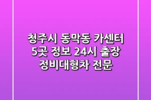 청주시 동막동 카센터 5곳 정보 – 24시 출장 정비/대형차 전문