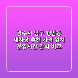 광주시 남구 행암동 세차장 추천 - 가격, 위치, 운영시간 완벽 비교