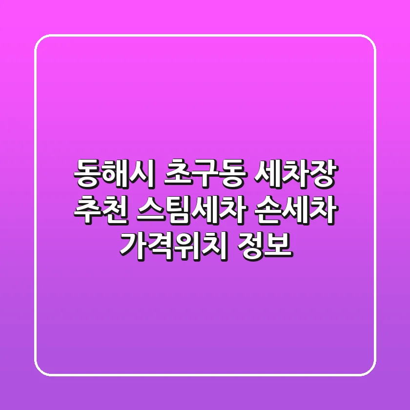 동해시 초구동 세차장 추천 - 스팀세차, 손세차 가격/위치 정보