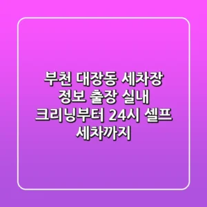 부천 대장동 세차장 정보 - 출장 실내 크리닝부터 24시 셀프 세차까지