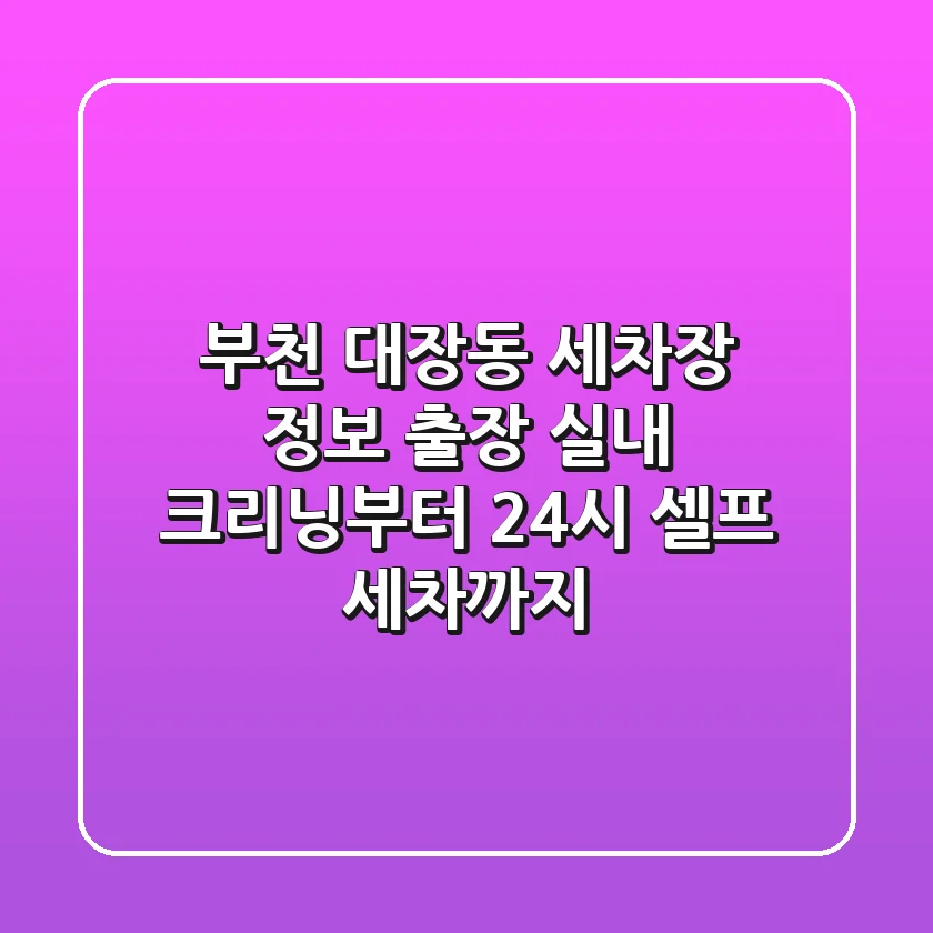 부천 대장동 세차장 정보 - 출장 실내 크리닝부터 24시 셀프 세차까지