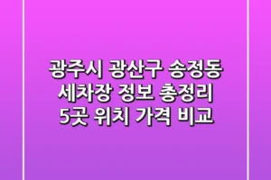 광주시 광산구 송정동 세차장 정보 총정리 – 5곳 위치, 가격 비교