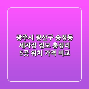 광주시 광산구 송정동 세차장 정보 총정리 - 5곳 위치, 가격 비교