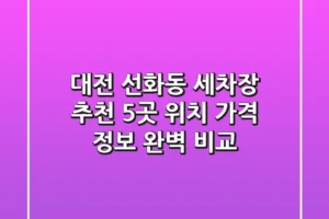 대전 선화동 세차장 추천: 5곳 위치, 가격, 정보 완벽 비교
