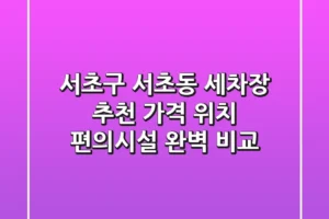서초구 서초동 세차장 추천: 가격, 위치, 편의시설 완벽 비교