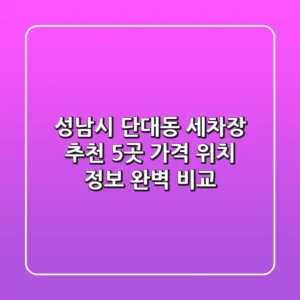 성남시 단대동 세차장 추천 5곳 - 가격, 위치, 정보 완벽 비교