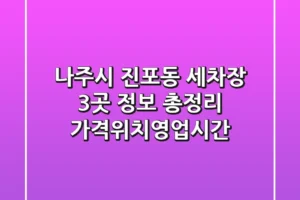 나주시 진포동 세차장 3곳 정보 총정리 – 가격/위치/영업시간