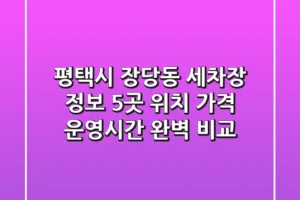 평택시 장당동 세차장 정보: 5곳 위치, 가격, 운영시간 완벽 비교